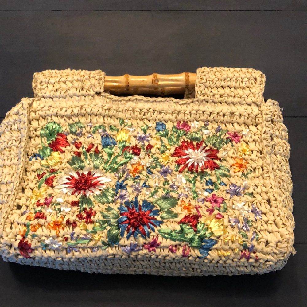 Top Shop Raffia Floral Summer Clutch.